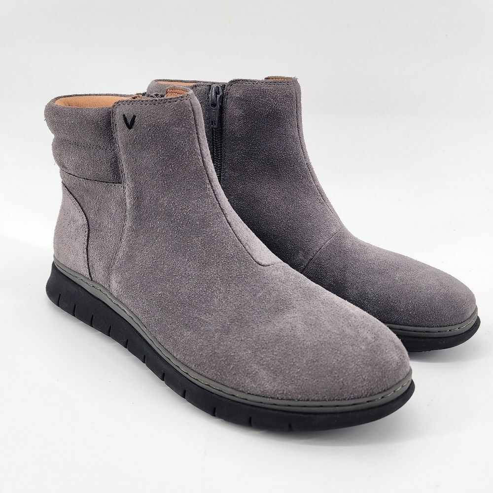 Vionic Arya Grey Nubuck Leather‎ Ankle Boots Size 8